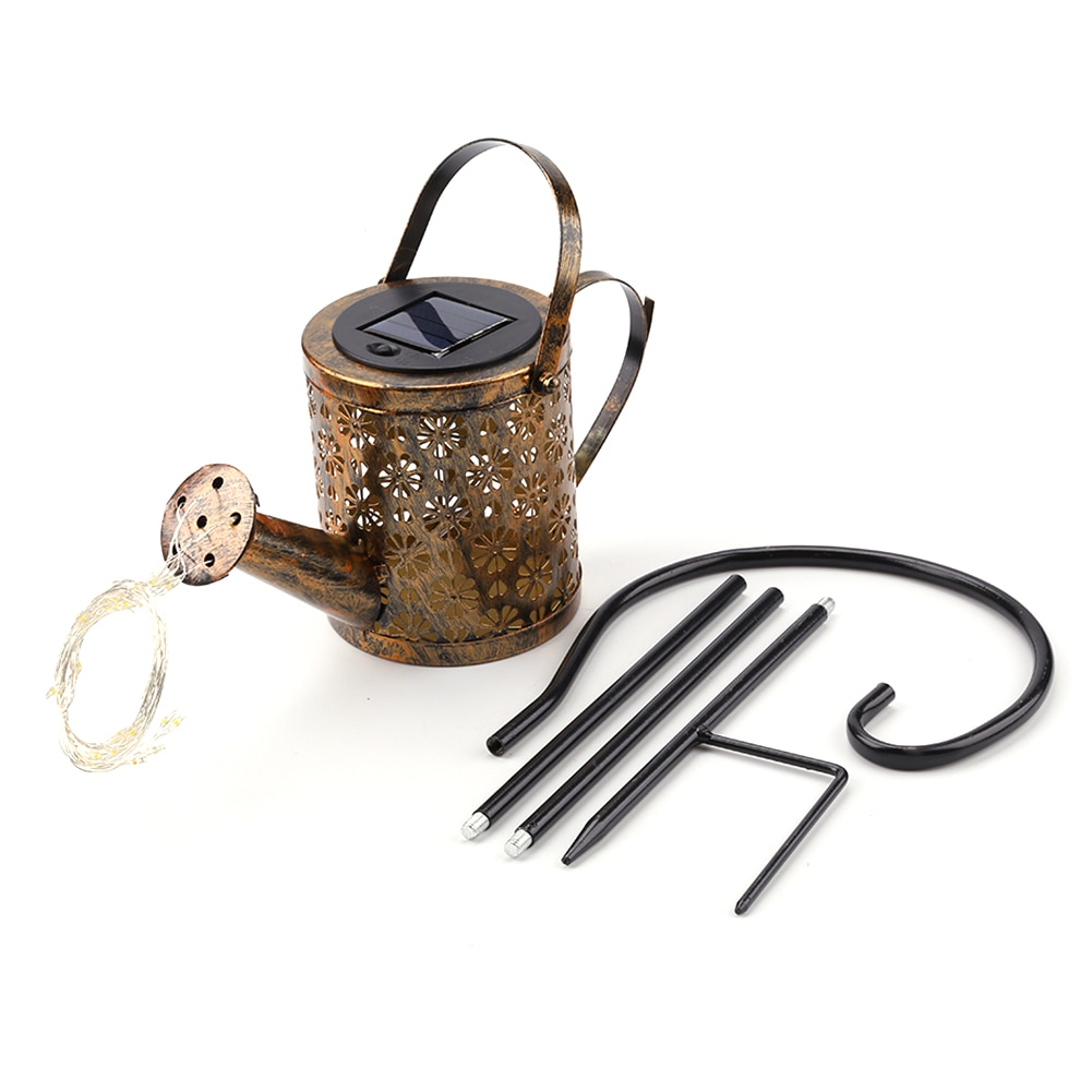 Kettle Shower Solar Lamp Hollow Wrought Iron Solar Light Outdoor Waterproof Courtyard Landscape Garden Decoration Lighting Lamp