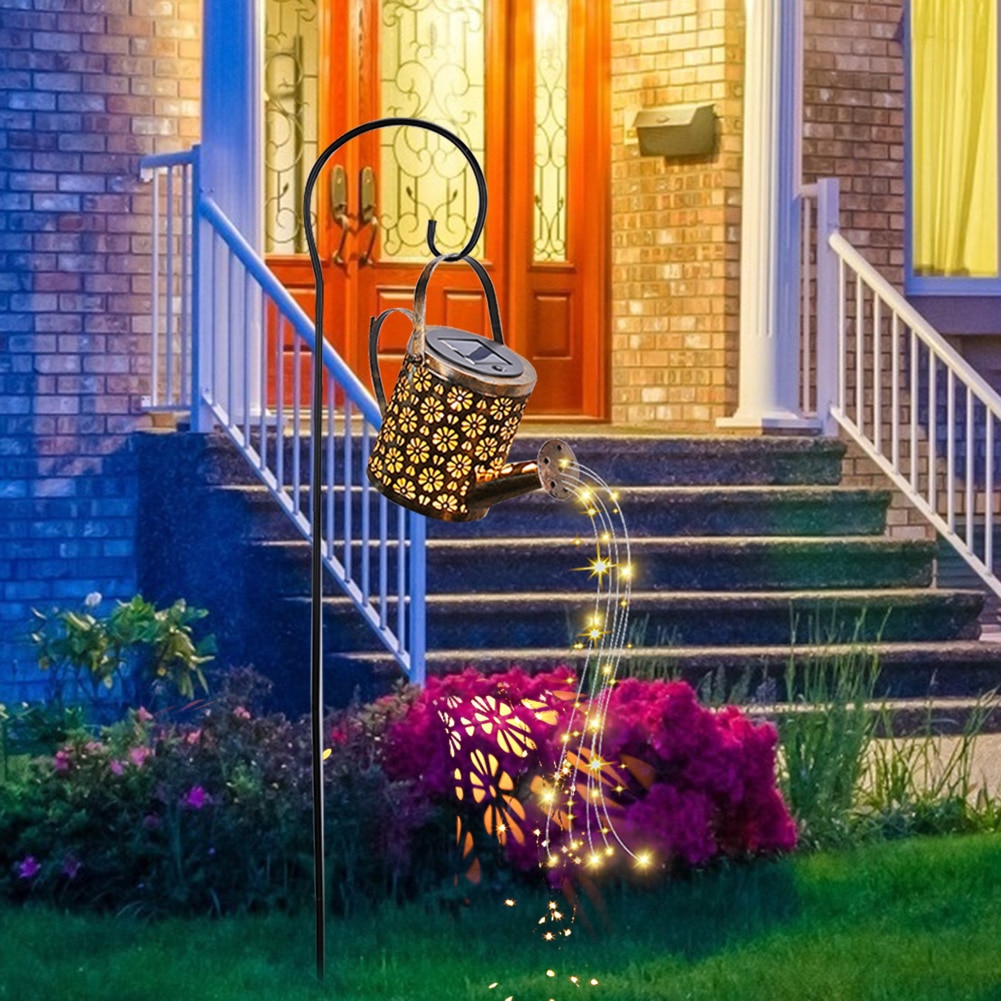Kettle Shower Solar Lamp Hollow Wrought Iron Solar Light Outdoor Waterproof Courtyard Landscape Garden Decoration Lighting Lamp