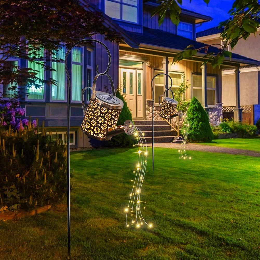 Kettle Shower Solar Lamp Hollow Wrought Iron Solar Light Outdoor Waterproof Courtyard Landscape Garden Decoration Lighting Lamp