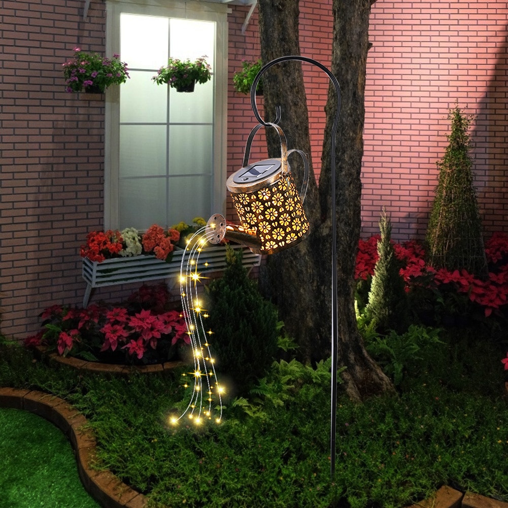Kettle Shower Solar Lamp Hollow Wrought Iron Solar Light Outdoor Waterproof Courtyard Landscape Garden Decoration Lighting Lamp