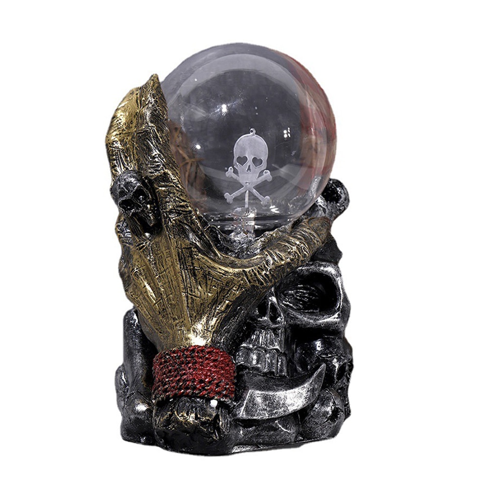 Novelty Electrostatic Sphere Light Skull Hand Touch Glass Magic Desktop Ornaments Christmas Decor Night Ball Lights Lamp Gifts