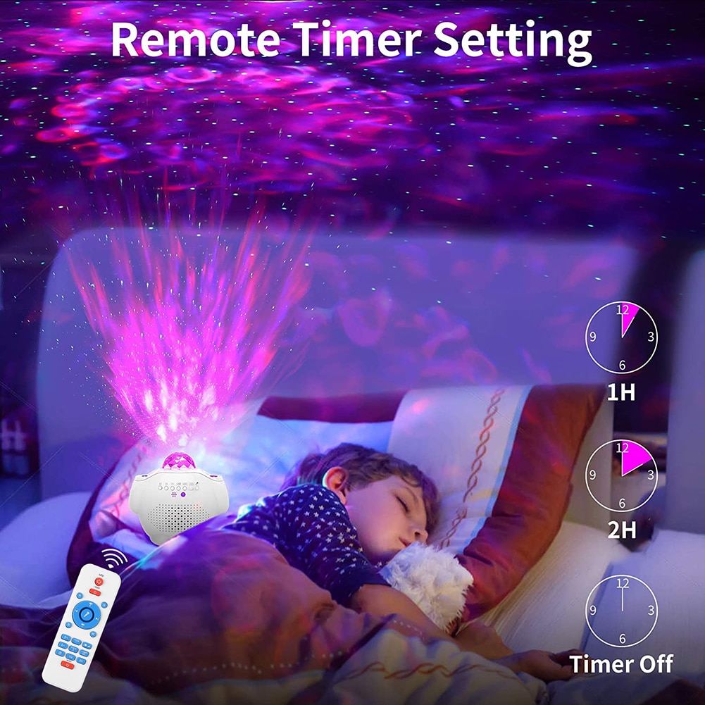 3 in 1 Star Sky Projector Star LED Night Light Music Player Waving Lights 360 Degree Rotation Night Lighting Lamp
