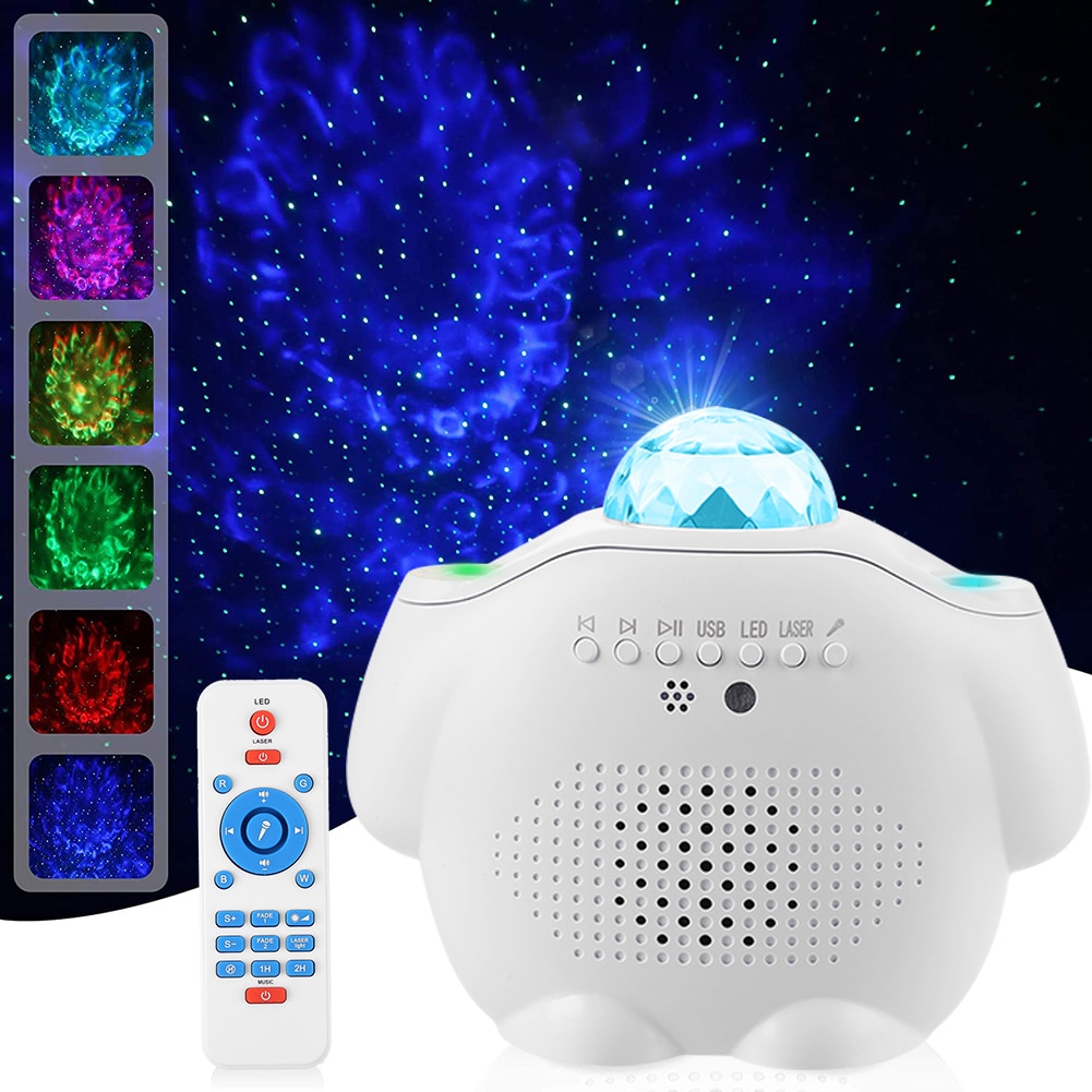 3 in 1 Star Sky Projector Star LED Night Light Music Player Waving Lights 360 Degree Rotation Night Lighting Lamp