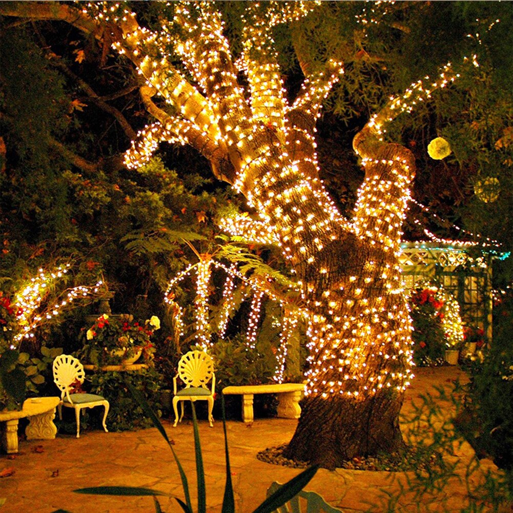 LED Solar Fairy String Garland Lights Lamp Waterproof Outdoor 8 Modes Christmas Holiday Wedding Party Garden Decoration Lights