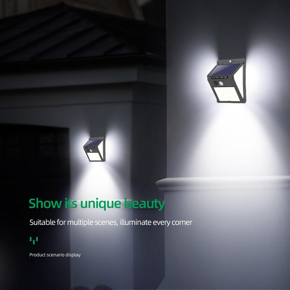 4Pcs 144LED Solar Wall Light Outdoors 3 Modes PIR Motion Sensor Waterproof Sunlight Yard Street Lights Garden Decoration Lamps