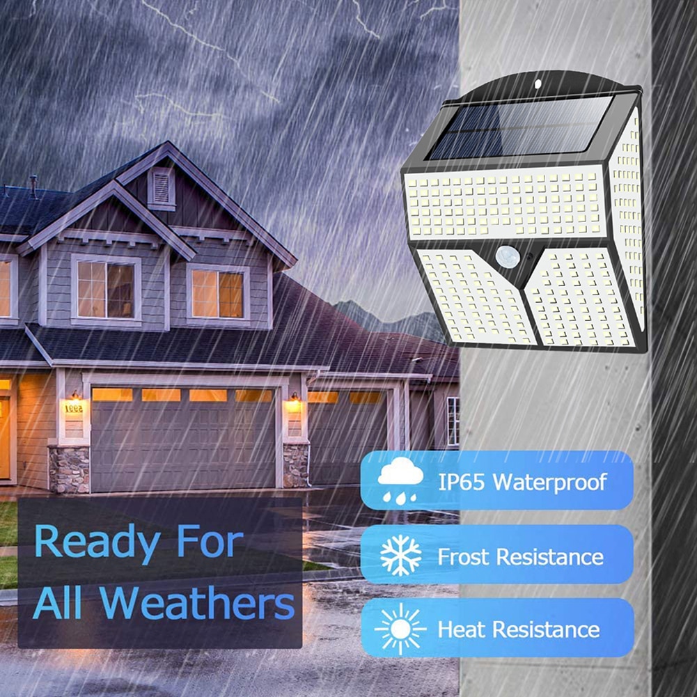 318/436 LED Solar Powered Lights Outdoors Waterproof PIR Motion Sensor Street Security Wall Sunlight Lamp for Garden Decoration