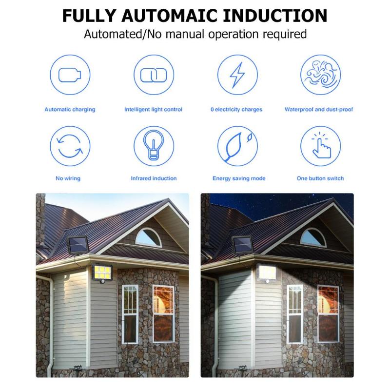 120LED Solar Light Outdoors Motion Sensor Wall Lamp Waterproof Spotlights Emergency Street Security Lamp Garden Decoration Light