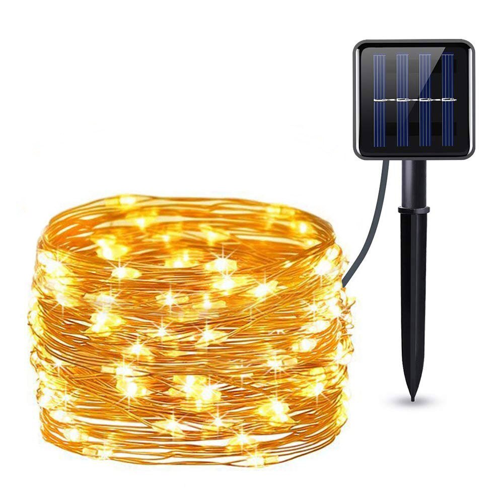 100/200 LED Starry Fairy Solar String Light Waterproof Outdoor Indoor Wedding Party Decorative Copper Wire Garland Solar Lamp