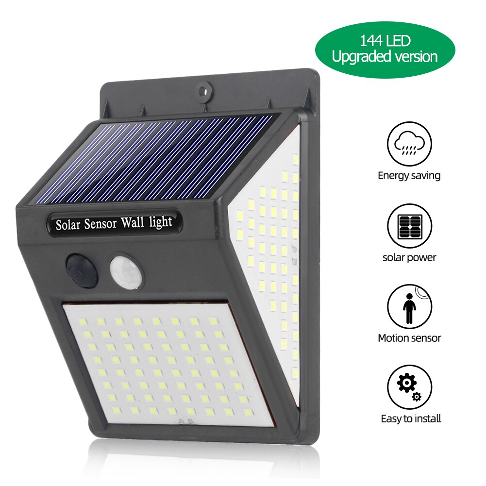 100LED Solar Light Outdoors Waterproof PIR Motion Sensor Lamps 3 Wall Modes Pathway Yard Security Lighting for Garden Decoration