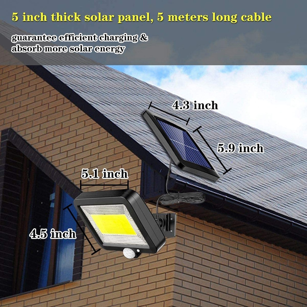 100LED Solar Light Outdoors Waterproof PIR Motion Sensor Lamps 3 Wall Modes Pathway Yard Security Lighting for Garden Decoration
