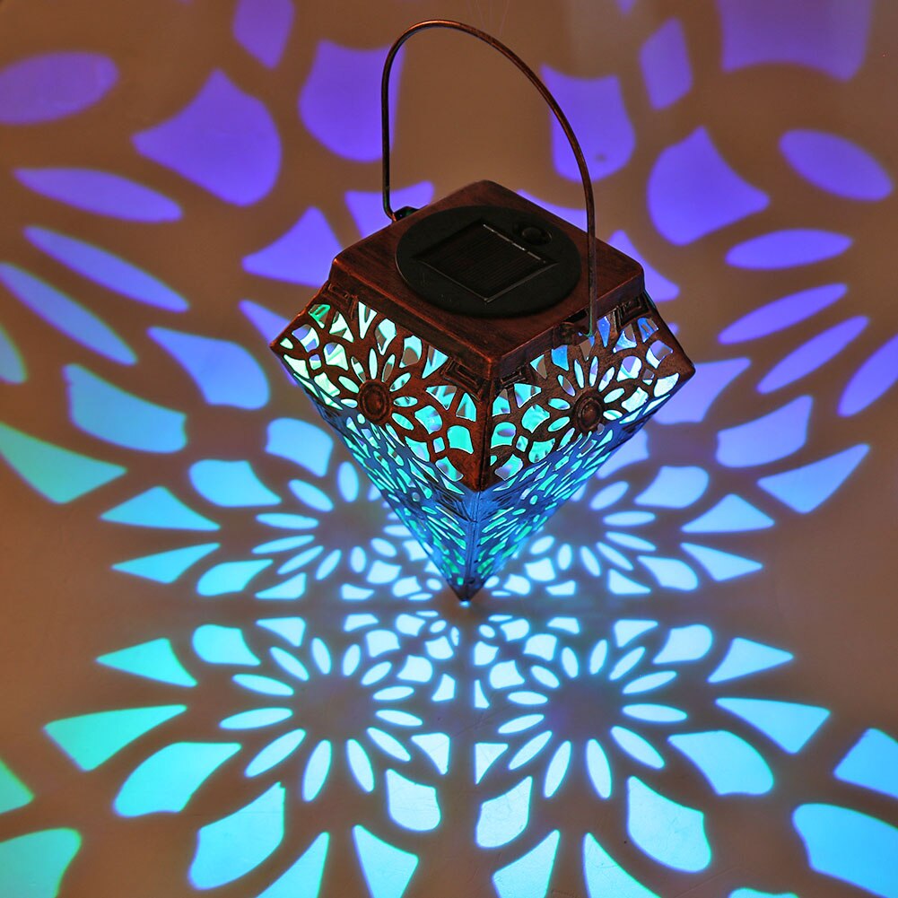 LED Solar Light Outdoors Polar Star Floor Lamp Iron Bohemian Fairy Lights 3D Projection Hollow Solar Lamp for Garden Decoration