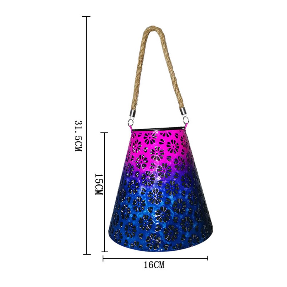 LED Solar Lantern Light Outdoor Waterproof Wrought Iron Hollow Lantern Projection Light Hanging Projector Lamp Garden Decoration