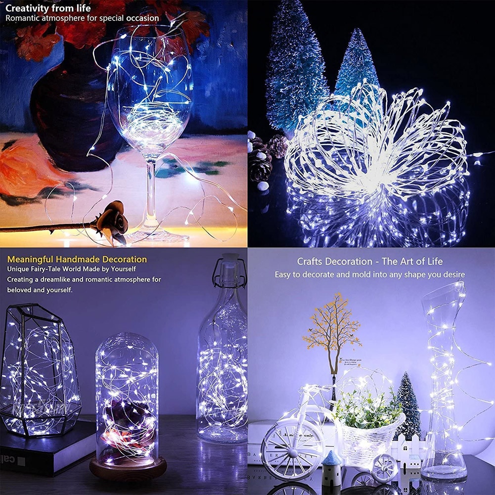 USB LED String Fairy Lights Copper Wire Christmas Garland Lamp with Remote Control for Garden Yard Decor