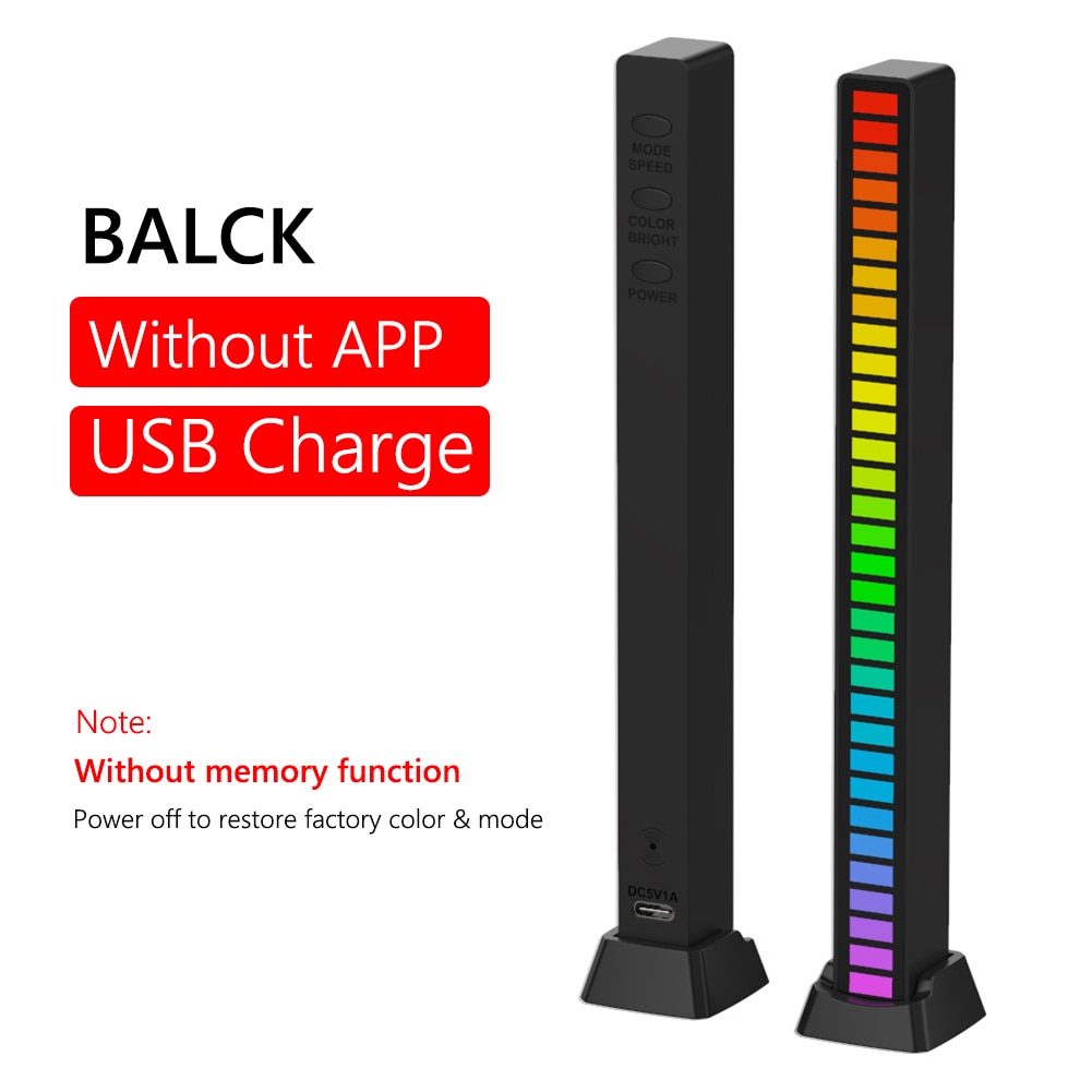 32 LED RGB Colorful Night Light Voice-activated Pickup Atmosphere Light Bar 5V Car Light Strip Pickup Desktop Party Decoration