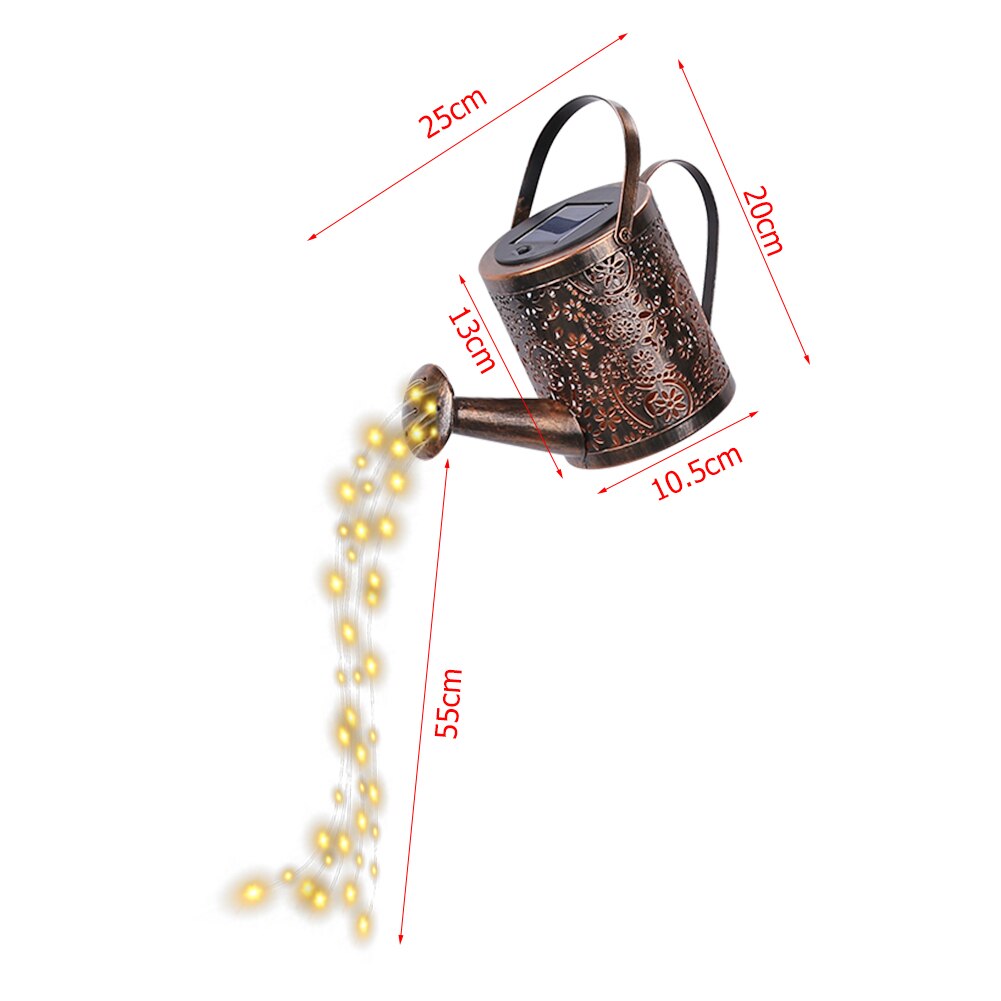 LED Solar Lamp Watering Can Sprinkles Fairy Solar Light Wrought Iron Hollow Outdoor Waterproof Shower Light Garden Decoration