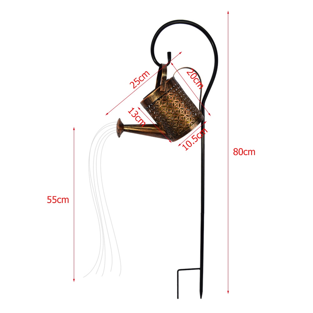 LED Solar Lamp Watering Can Sprinkles Fairy Solar Light Wrought Iron Hollow Outdoor Waterproof Shower Light Garden Decoration