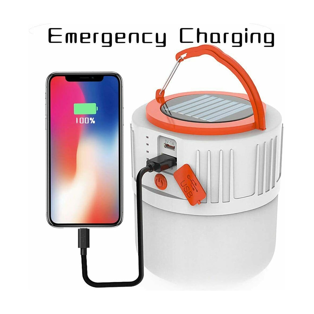 USB Rechargeable Solar LED Camping Lantern Hiking Tent Night Light Portable Outdoor Remote Control Emergency Lighting Solar Lamp