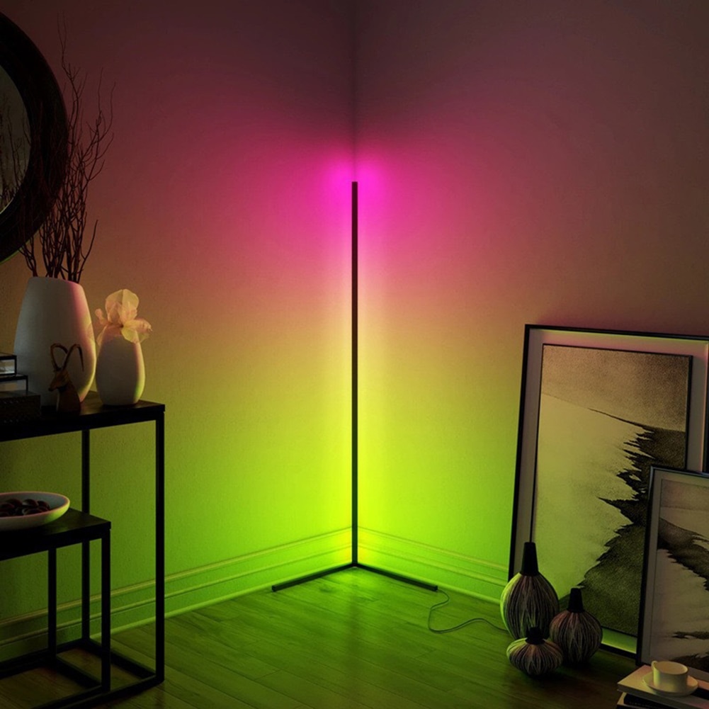 358 Modes RGB LED Corner Floor Lamp with Remote Control Colorful Atmosphere Night Light Standing Lamp for Living Room Home Decor