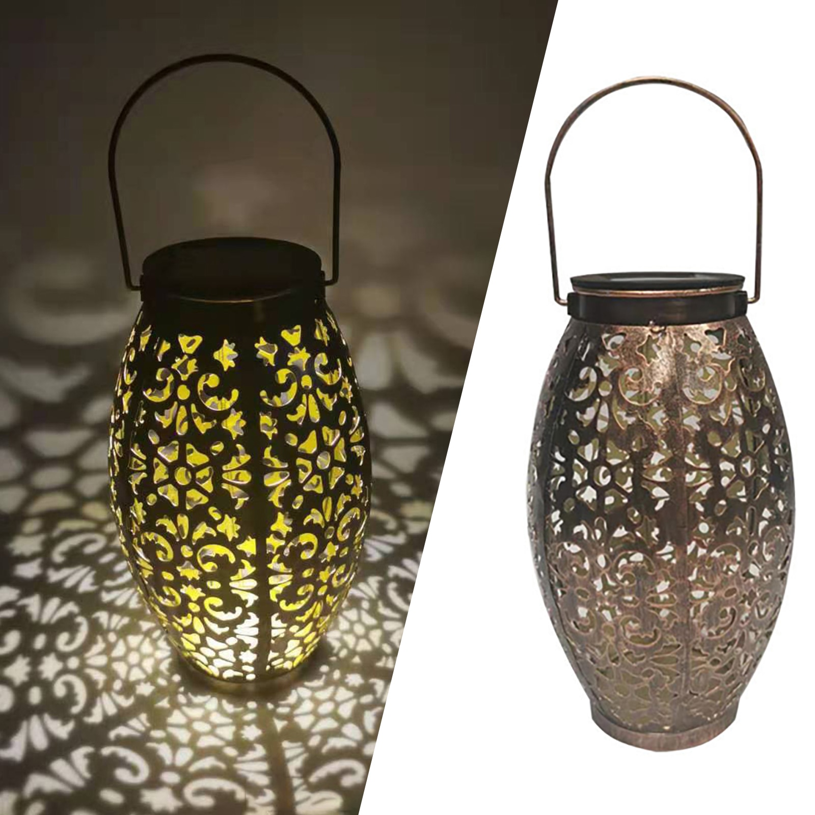 LED Solar Garden Light Hanging Lantern Outdoor Waterproof Retro Iron Art with Handle Lights for Garden Decoration Solar Lamps