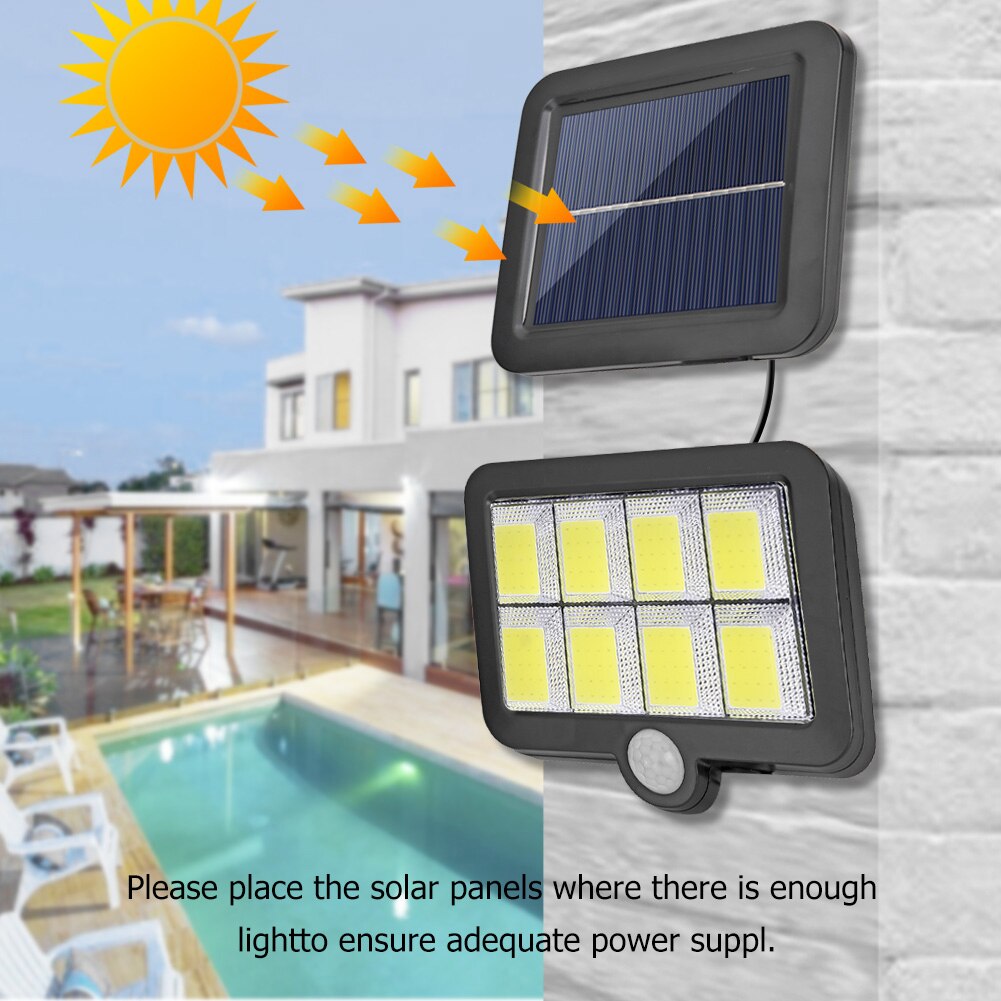 160LED Solar Powered Outdoors Wall Light Waterproof PIR Motion Sensor Courtyard Porch Street Lighting Garden Decoration Lamp
