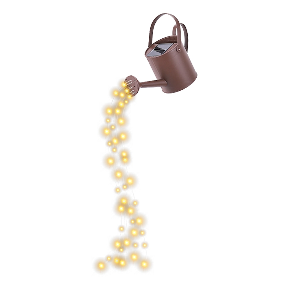 Wrought Iron Hollow LED Solar Lamp Watering Can Sprinkles Fairy Solar Light Outdoor Waterproof Shower Light Garden Decoration