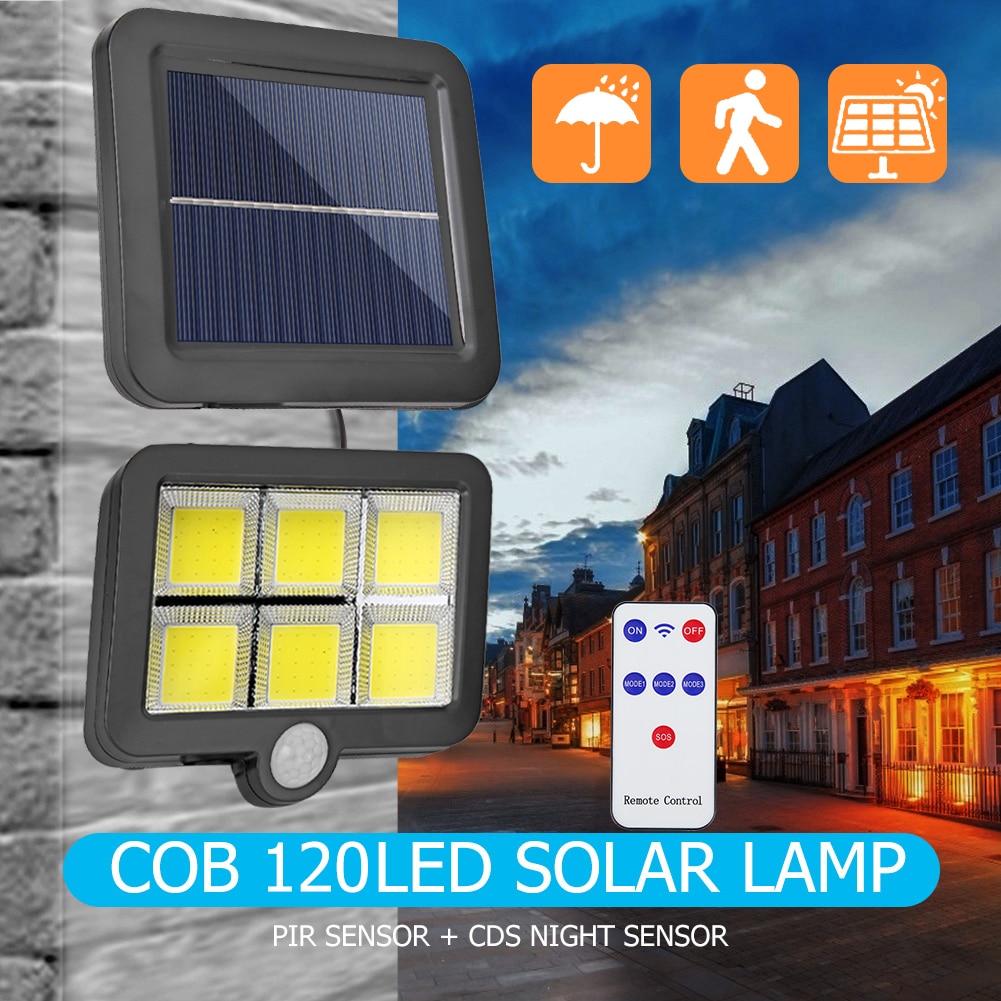 128LED Solar LED Light Outdoors IP65 Waterproof Remote Control Motion Sensor Solar Wall Lamp For Garden Decoration