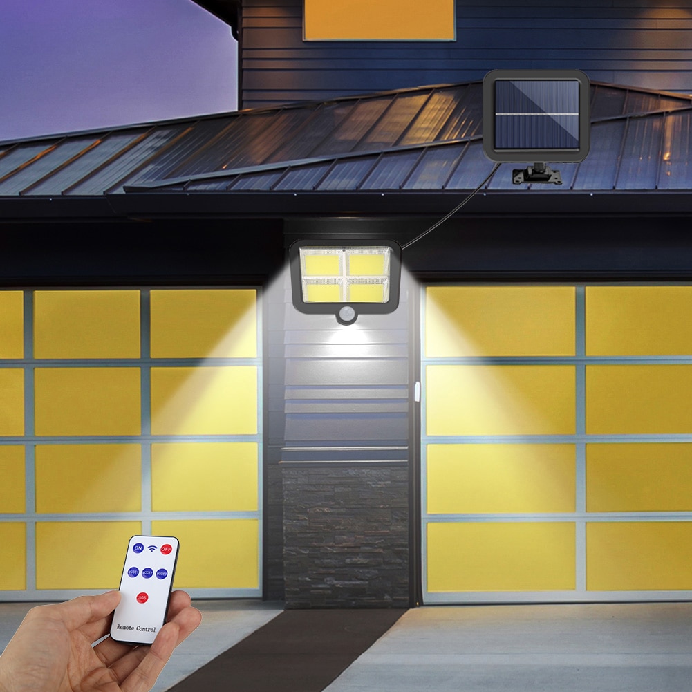 128LED Solar LED Light Outdoors IP65 Waterproof Remote Control Motion Sensor Solar Wall Lamp For Garden Decoration