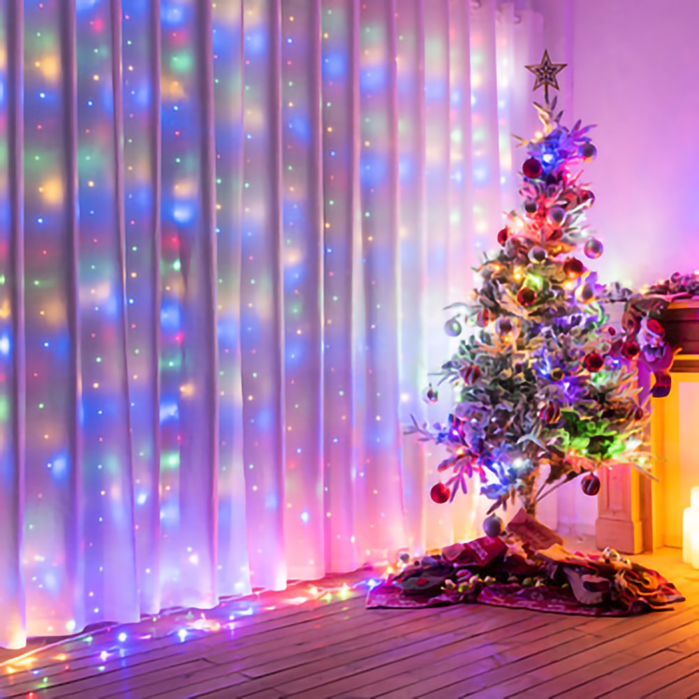 300 LED Fairy String Lights 3 Meter 8 Modes Remote Control USB Garland Curtain Light for Home Bedroom Christmas Decorations Lamp
