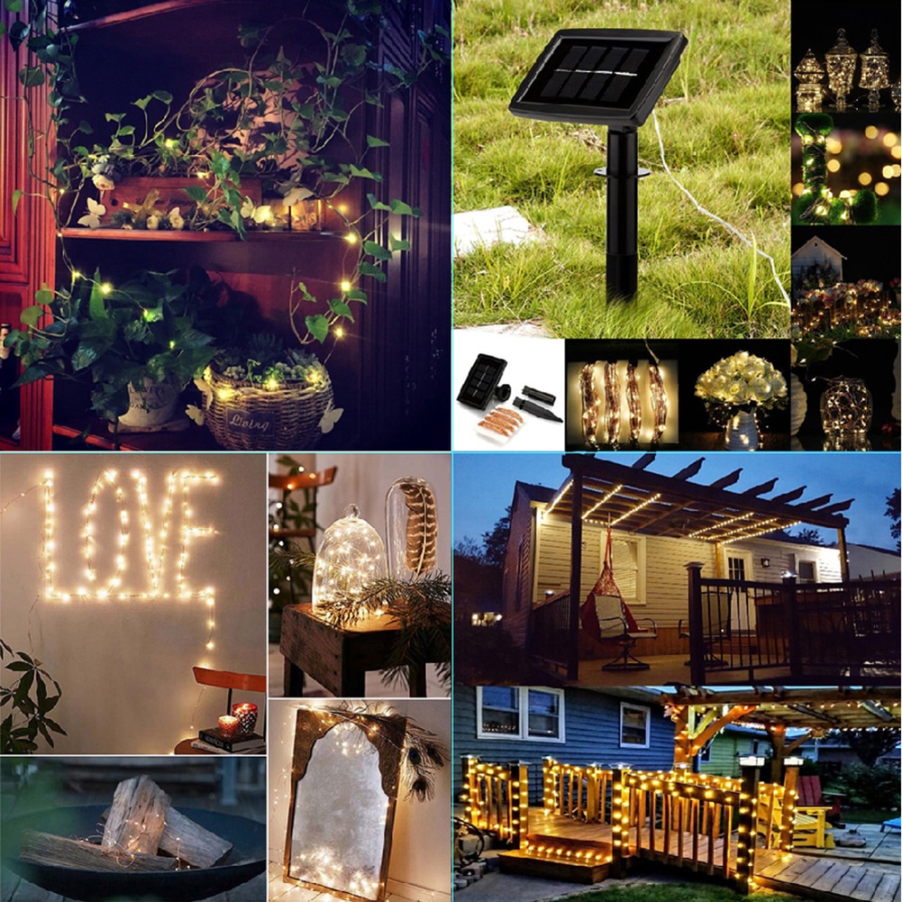 Outdoor LED Solar Lamp String Fairy Light 20M 10M Flash Garland Waterproof For Wedding Christmas Garden Street Patio Decoration