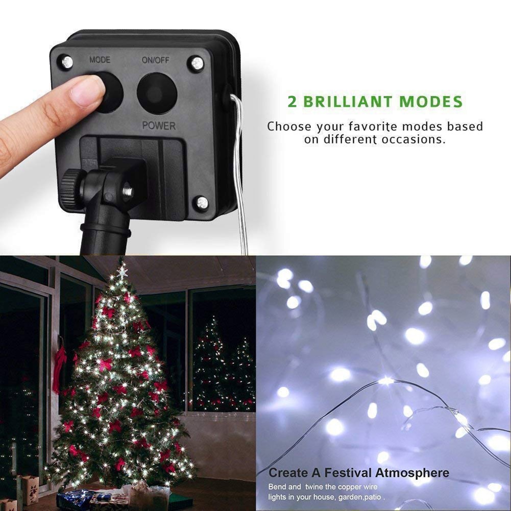 Outdoor LED Solar Lamp String Fairy Light 20M 10M Flash Garland Waterproof For Wedding Christmas Garden Street Patio Decoration