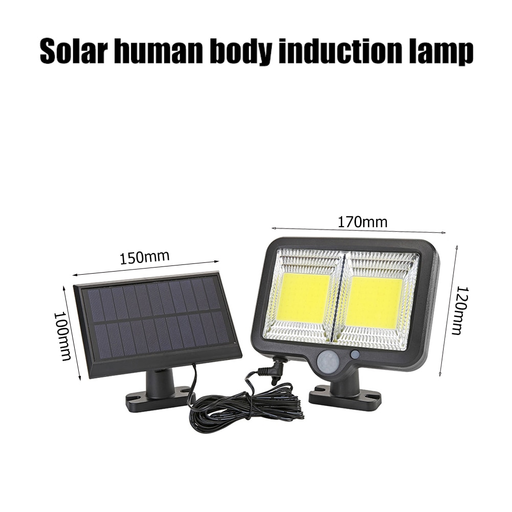 160LED Solar Powered Wall Lamp 3 Work Modes Solar Light Outdoors Waterproof Human Motion Sensor Street Garden Decoration Lamps