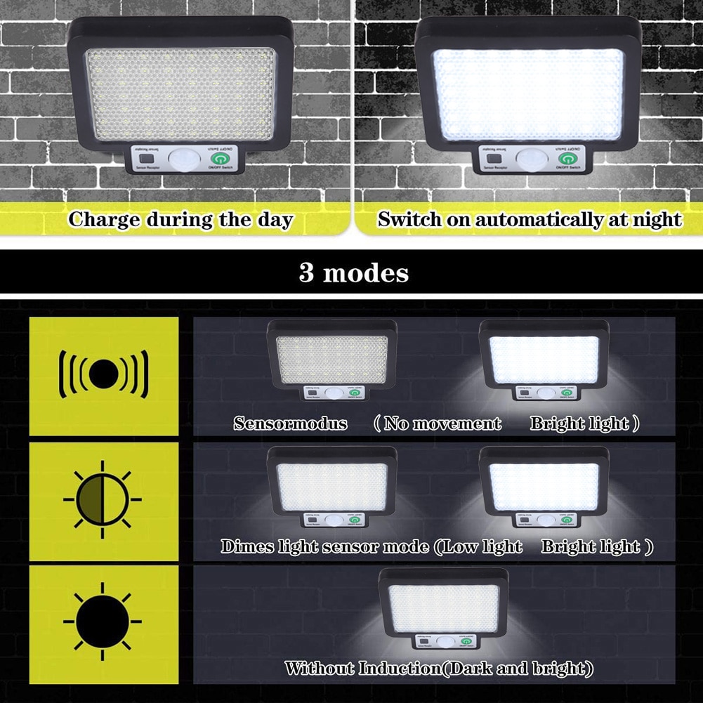 LED Split Solar Wall Light Waterproof Motion Sensor Induction Street Security Outdoor Solar Lamp Garden Decoration 56 LED/72 COB