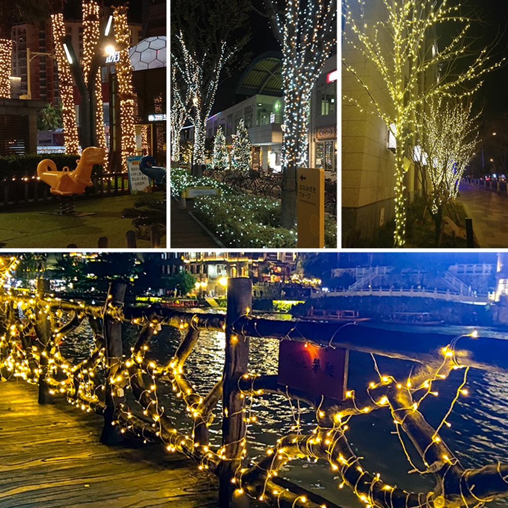 LED Solar Fairy String Garland Lights Waterproof Outdoor Solar Lamp 8 Modes Christmas Wedding Party Lights for Garden Decoration