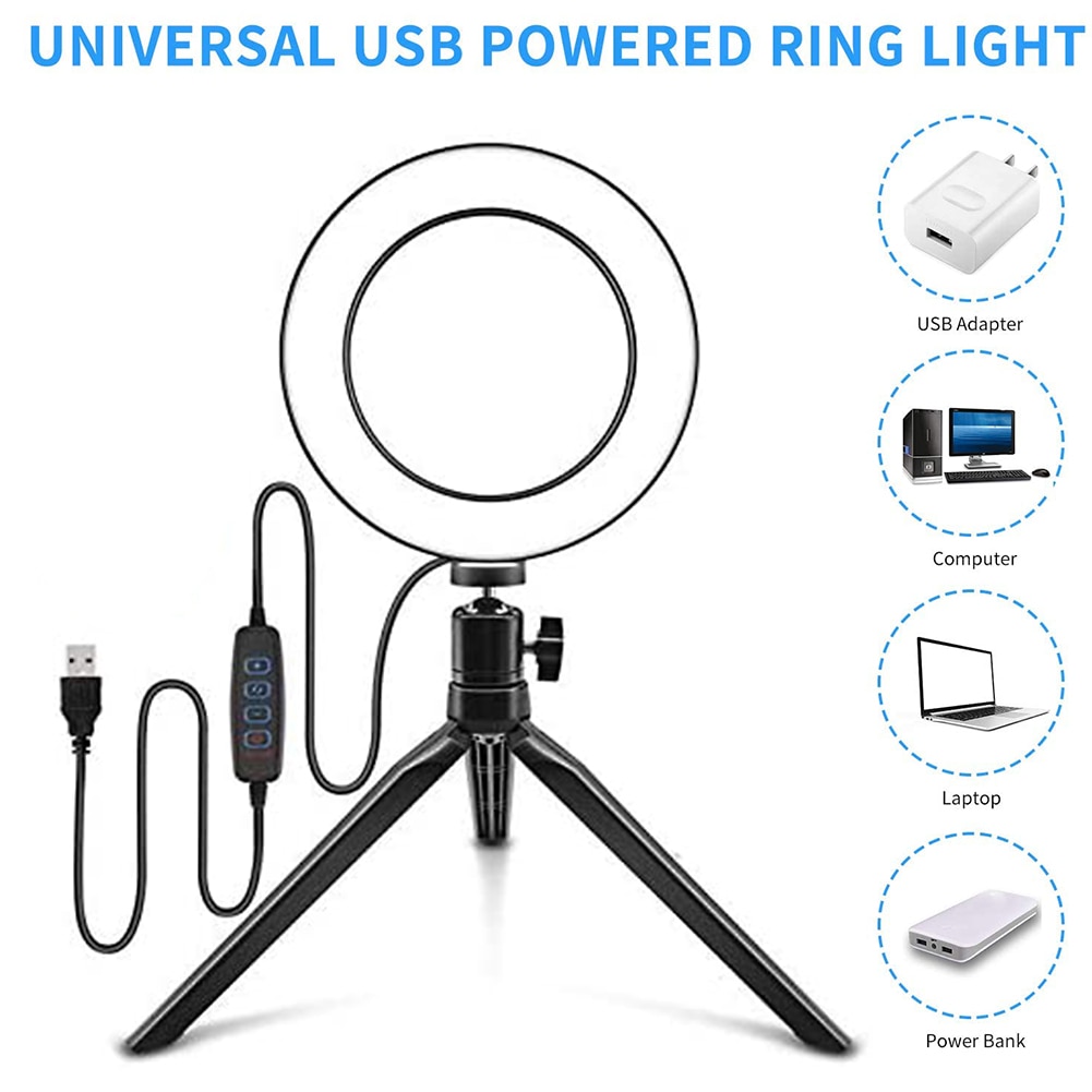 10.2 inch Selfie Ring Light Portable Photo Video Camera Mobile Phone Clip Lamp with Tripod Stand Phone Holder For Live Stream