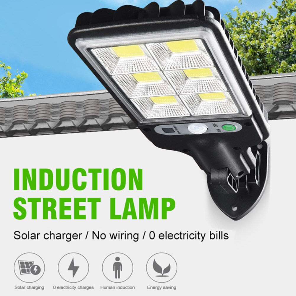 196/279 LED Solar Street Lights Outdoor Solar Lamps with 3 Modes LED/COB Waterproof Motion Sensor Remote Control for Garden Yard
