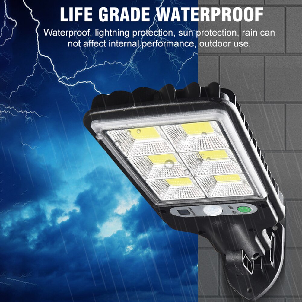 196/279 LED Solar Street Lights Outdoor Solar Lamps with 3 Modes LED/COB Waterproof Motion Sensor Remote Control for Garden Yard