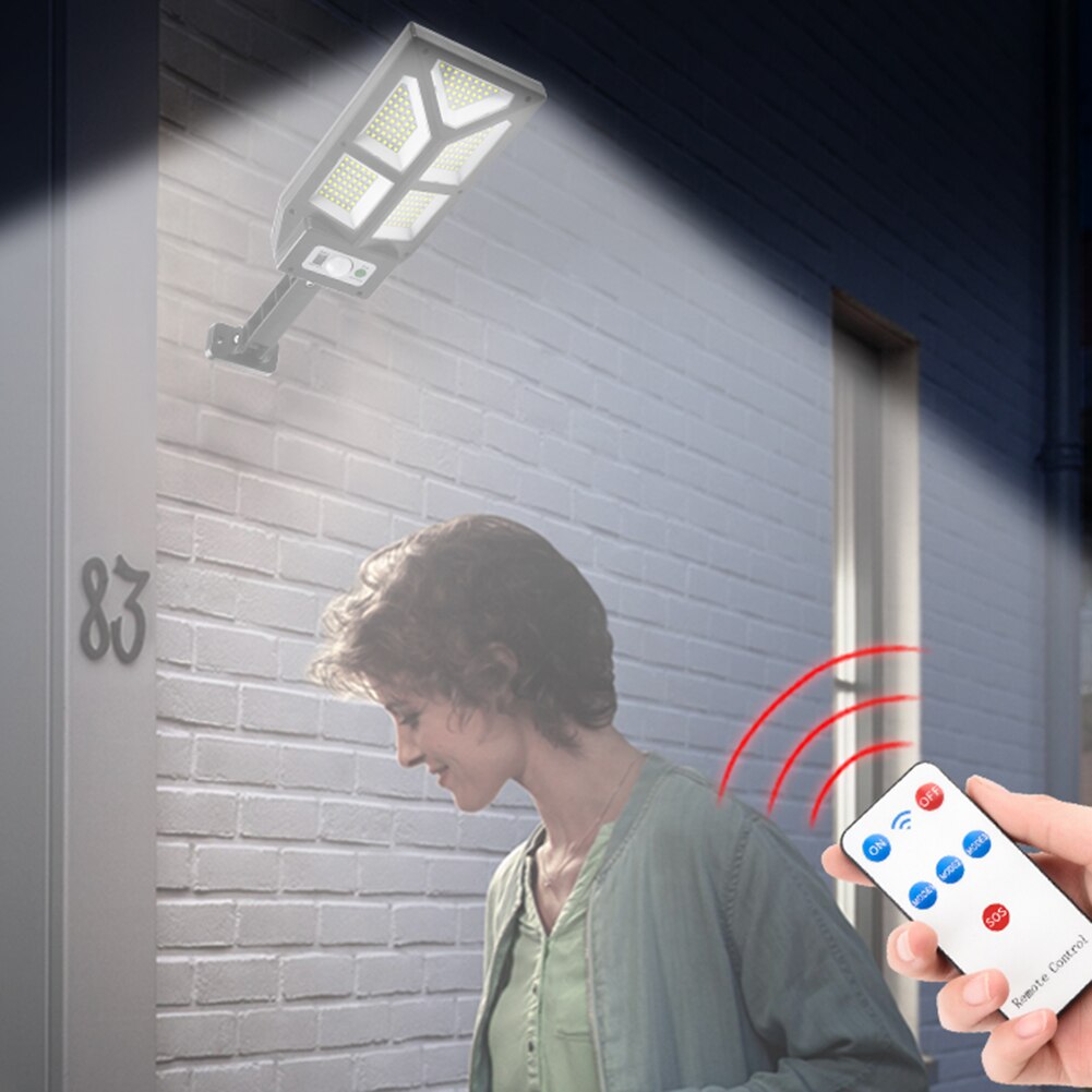 196/279 LED Solar Street Lights Outdoor Solar Lamps with 3 Modes LED/COB Waterproof Motion Sensor Remote Control for Garden Yard
