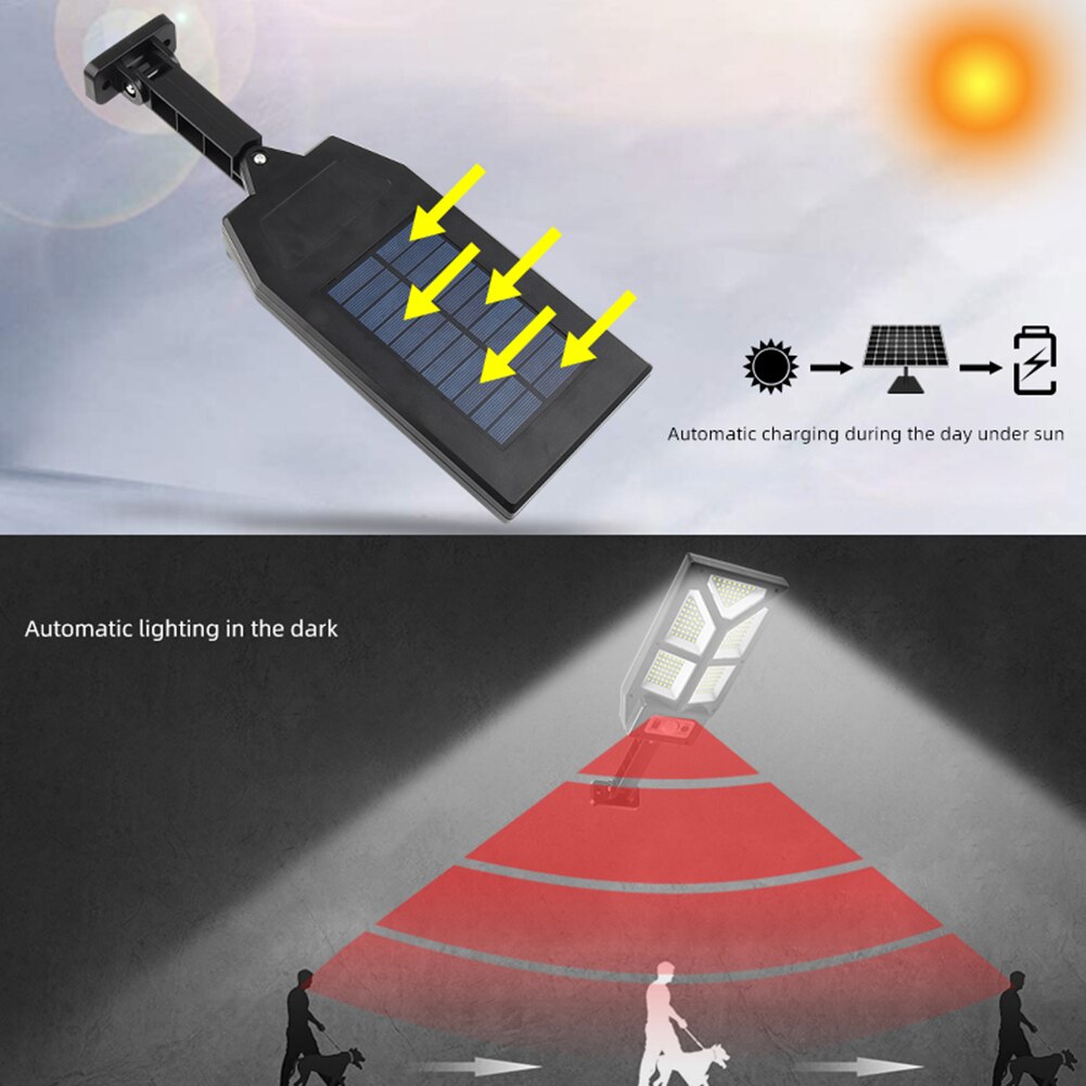 196/279 LED Solar Street Lights Outdoor Solar Lamps with 3 Modes LED/COB Waterproof Motion Sensor Remote Control for Garden Yard