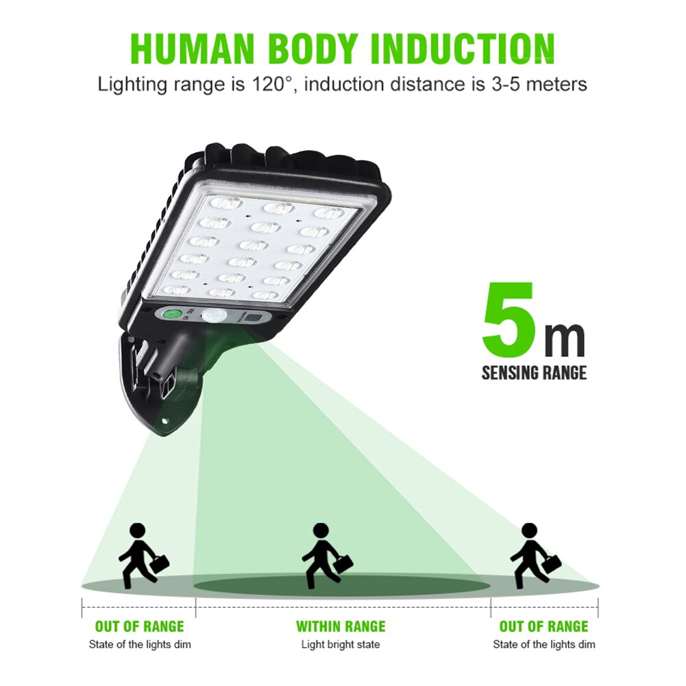 Solar Street Lights Outdoor Solar Lamps with 3 Modes LED/COB Waterproof Motion Sensor Remote Control for Garden Patio Path Yard