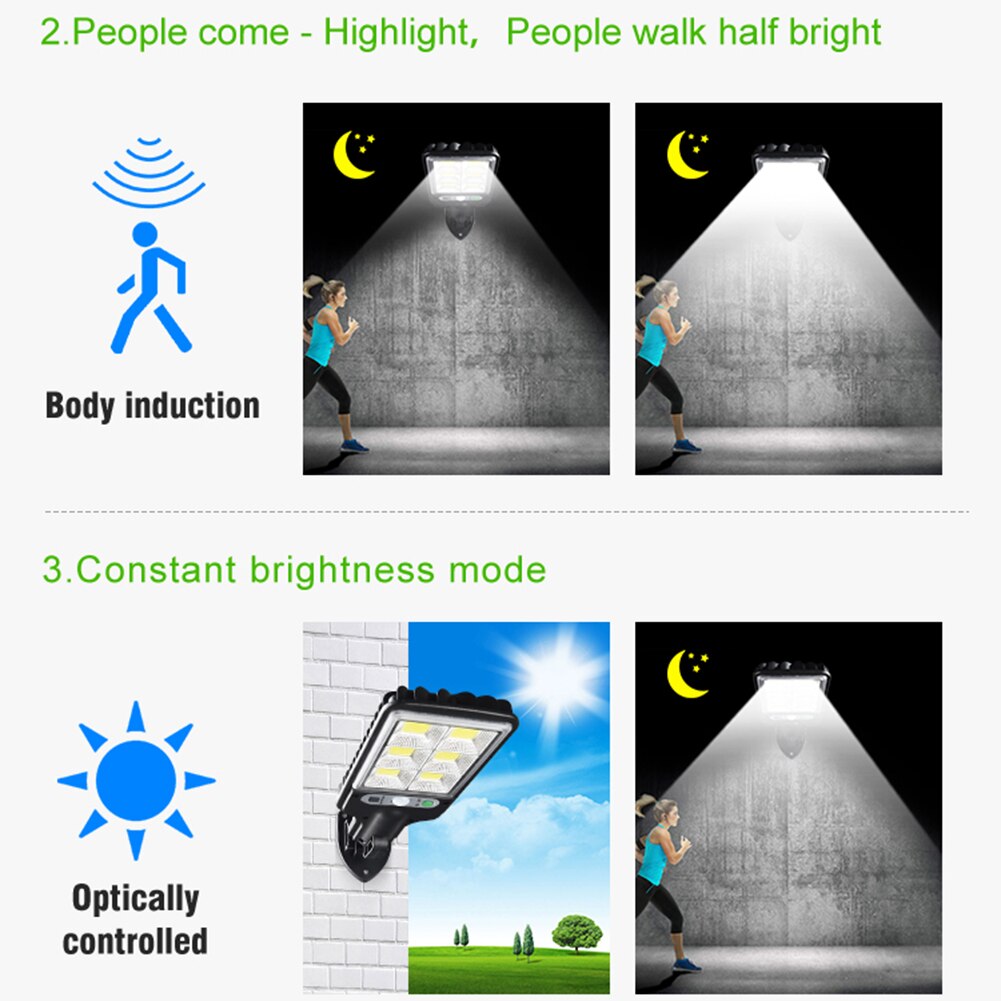 Solar Street Lights Outdoor Solar Lamps with 3 Modes LED/COB Waterproof Motion Sensor Remote Control for Garden Patio Path Yard