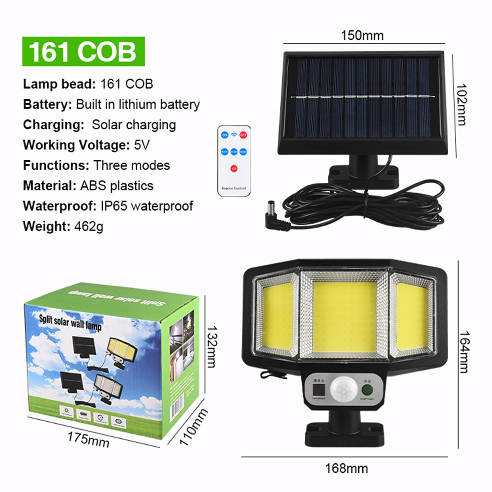 146/161 LED Solar Wall Light Outdoors Waterproof 3 Modes PIR Motion Sensor Security Solar Lamp Street Garden Decoration Lighting