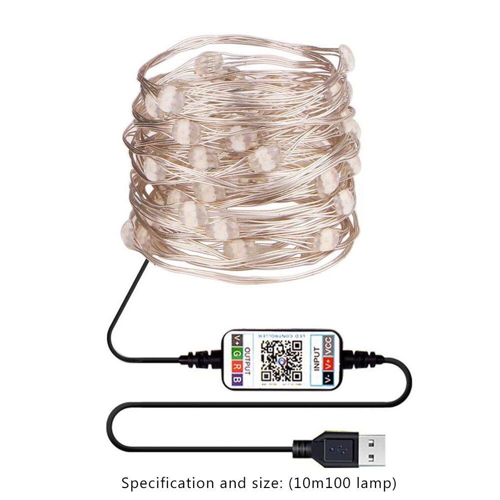 USB Fairy LED String Light Bluetooth App Control String Lamp Waterproof Outdoor Lights Strings for Christmas Garlan Tree Decor