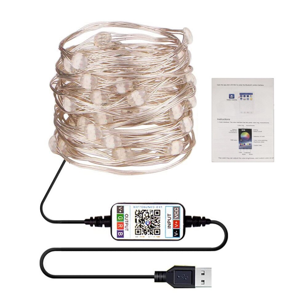 USB Fairy LED String Light Bluetooth App Control String Lamp Waterproof Outdoor Lights Strings for Christmas Garlan Tree Decor