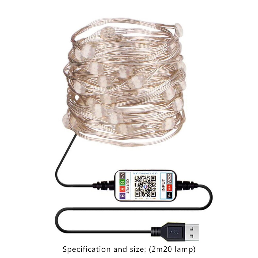 USB Fairy LED String Light Bluetooth App Control String Lamp Waterproof Outdoor Lights Strings for Christmas Garlan Tree Decor
