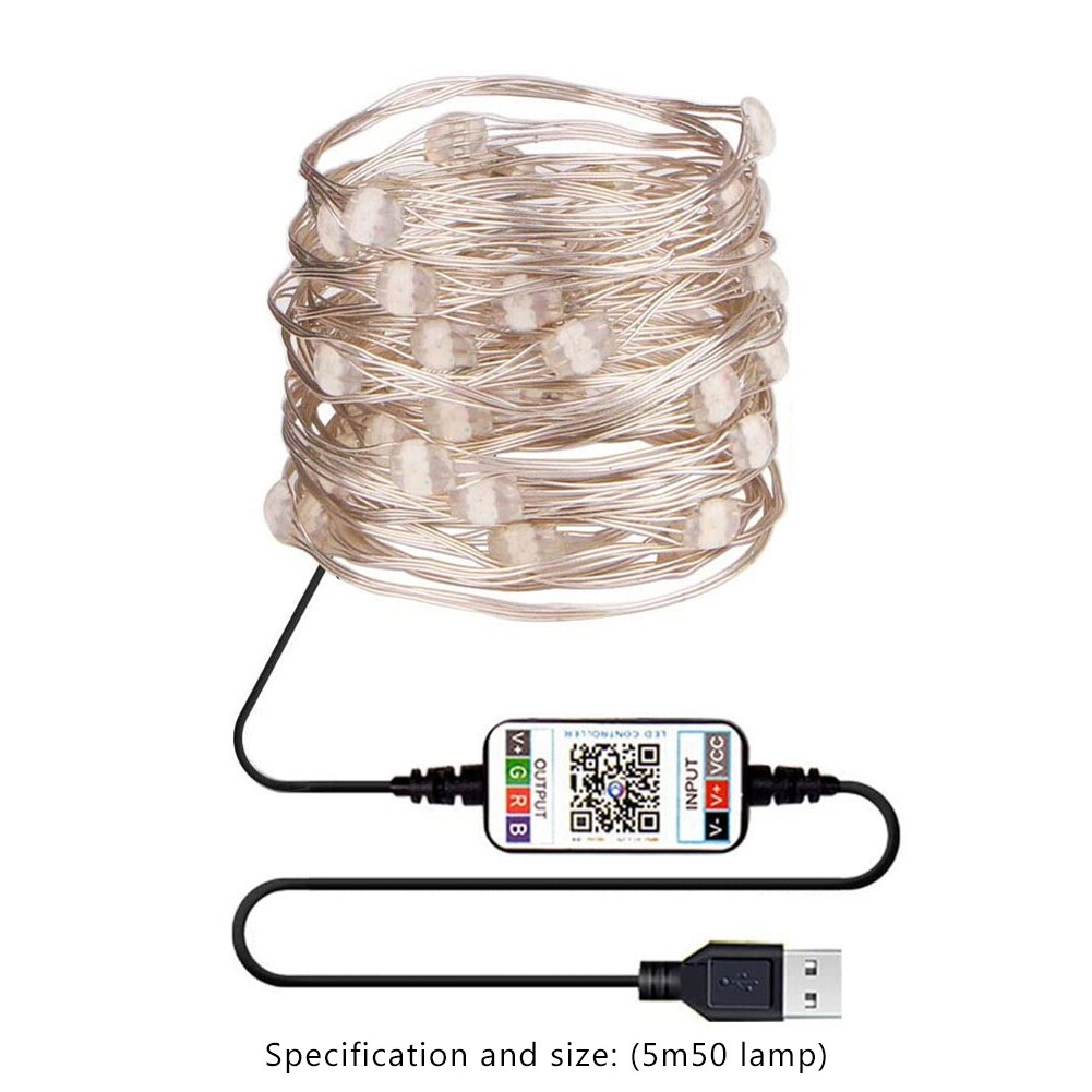 USB Fairy LED String Light Bluetooth App Control String Lamp Waterproof Outdoor Lights Strings for Christmas Garlan Tree Decor