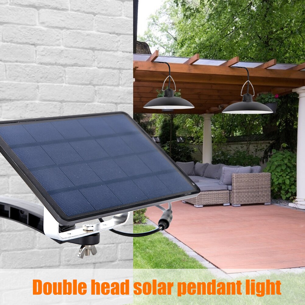 Double Head LED Solar Light Outdoor Street Light with Motion Sensor 3 Mode Remote Control Waterproof Lamp for Garden Yard Garage