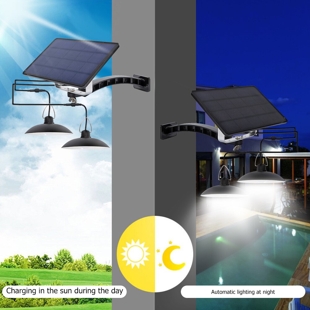 Double Head LED Solar Light Outdoor Street Light with Motion Sensor 3 Mode Remote Control Waterproof Lamp for Garden Yard Garage