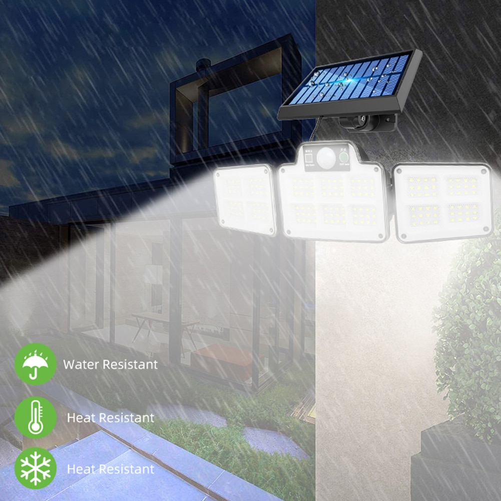 186/192LED COB Solar Lamp Outdoor Street Lights with Motion Sensor 3 Mode Rotatory 3 Head Waterproof Lamp for Garden Yard Garage