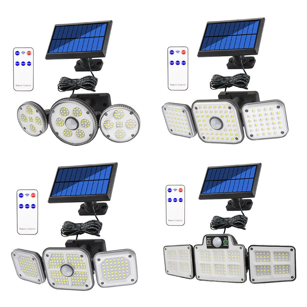 134/112/186/168LED Solar Lamp Outdoor Street Lights with Motion Sensor Rotatory Head Waterproof Wall Lamp for Garden Yard Garage