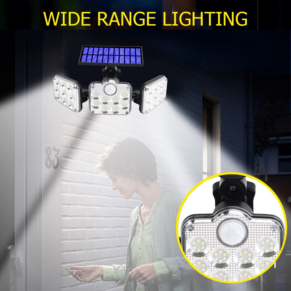 134/112/186/168LED Solar Lamp Outdoor Street Lights with Motion Sensor Rotatory Head Waterproof Wall Lamp for Garden Yard Garage